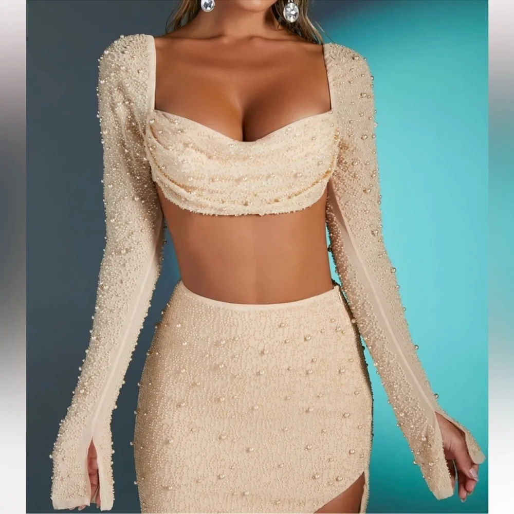 Oh Polly 2 piece set, LA DÉSIRADE and BORDEAUX in sand color. G1978 - Picture 6 of 6